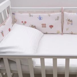 Nestchen Babybett Umrandung 6 teilig rosa, Satin