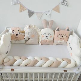 Beige Babybettumrandung: Kissen & Bettschlange, 360/420 cm