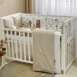 Gitterbettset 'Alpaka Beige' 14-teiliges 100% Baumwolle 60x120cm