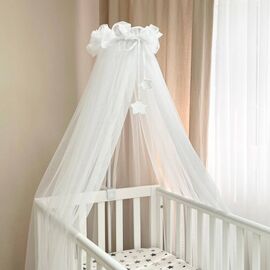 Babybett Himmel Weiß, 6m, Baldachin mit Sternen
