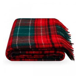 Rote Karierte Weihnachts-Wolldecke – Kuschelige Sofadecke 140x200 cm - Wolldecke Schottenmuster / Decke Tartan