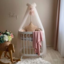 Betthimmel creme mit Pompons 9m