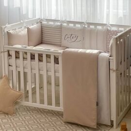 14-tlg Babybett Komplettset Bettwäscheset mit Umrandung 'Cutey' 100% Baumwolle