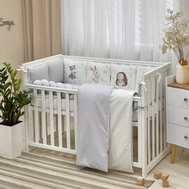 Babybettwäscheset mit Nestchen „Friends“ grau 14-tlg 100% Baumwolle