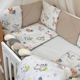 14-tlg Gitterbettset mit Umrandung 'Tiere' 100% Baumwolle, Babybett Komplettset