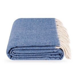 Blaue Wolldecke mit Kaschmir 140x200 cm – Natur, Atmungsaktiv, Kuscheldecke, Sofa- & Bettüberwurf