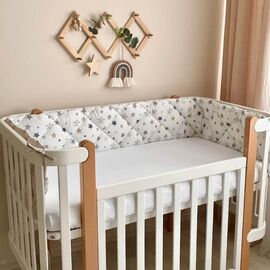 Nestchen Umrandung „Stars beige“ 240 cm für Gitterbetten
