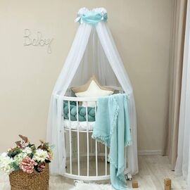 Weißer Betthimmel fürs Babybett 4m Minze