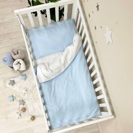 3-tlg Baby Bettwäsche blau/weiß
