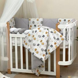 Baby-Bettwäsche für Jungs, grau, Baumwolle, 14-tlg Babybett Komplett Set