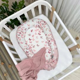 Schmetterlinge Kokon-BabyNest zweiseitig mit Matratze für Mädchen