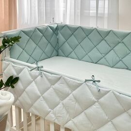 Babybettumrandung minze/weiß, 360 cm, Baumwolle
