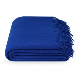 Blaue Wolldecke 140x200 cm – 100% Schafwolldecke Königsblau solide einfarbig