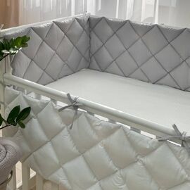 Babybettumrandung grau/weiß, 360 cm