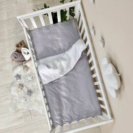 3-tlg Baby Bettwäsche grau/weiß