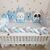 Baby Bettumrandung Set: Einzelne Kissen & Bettschlange, 360/420 cm, in Blau/Weiß, Tierform