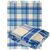 Tartan-Wolldecke aus 100 % reiner Wolle – Karomuster in Blau & Creme, 140×200 cm mit Fransen, Foto 2