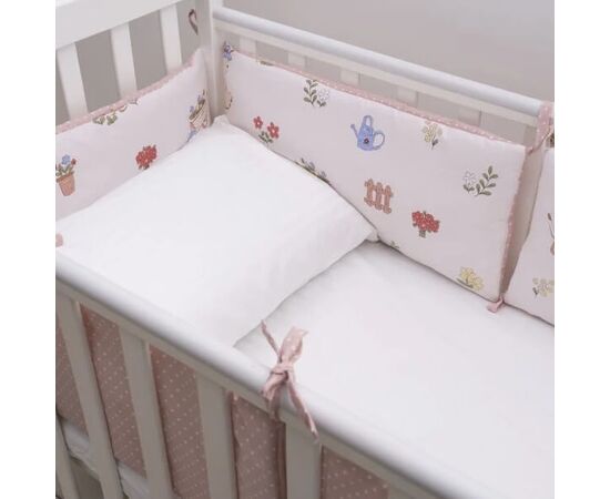 Nestchen Babybett Umrandung 6 teilig rosa, Satin, Foto 3