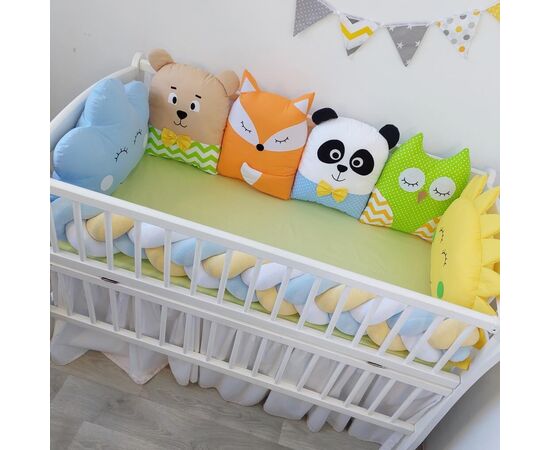 Baby Bettumrandung Kissen + Nestschlange WALDTIERE 360/420 cm, Foto 2