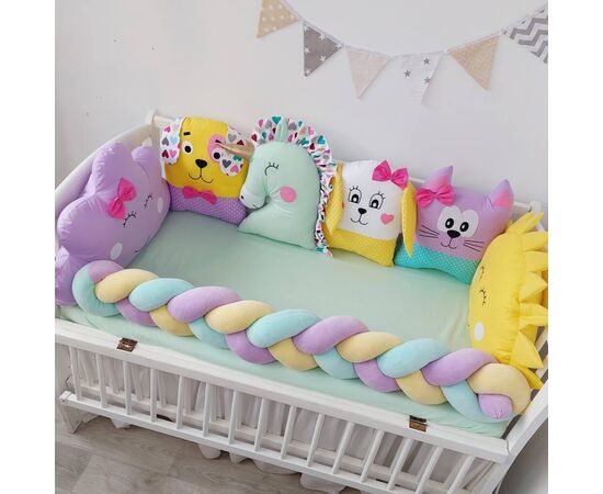 Schutzpolster (Kissen+Schutzgeflecht) LUSTIGE FREUNDE für Babybett/Laufstall, Foto 3