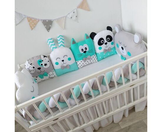 Minze Babybettumrandung/Schutzpolster TIERCHEN 360cm (Kissen & Nestschlange), Foto 2