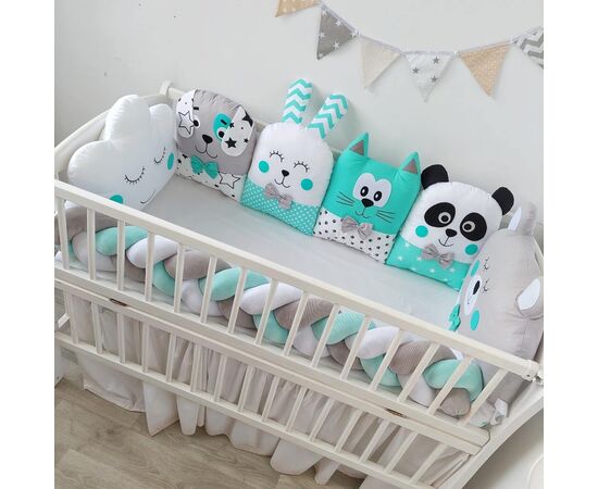 Minze Babybettumrandung/Schutzpolster TIERCHEN 360cm (Kissen & Nestschlange), Foto 3