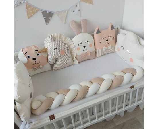 Beige Babybettumrandung: Kissen & Bettschlange, 360/420 cm, Foto 2