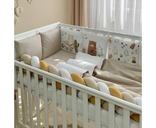 Gitterbettset 'Alpaka Beige' 14-teiliges 100% Baumwolle 60x120cm, Foto 5