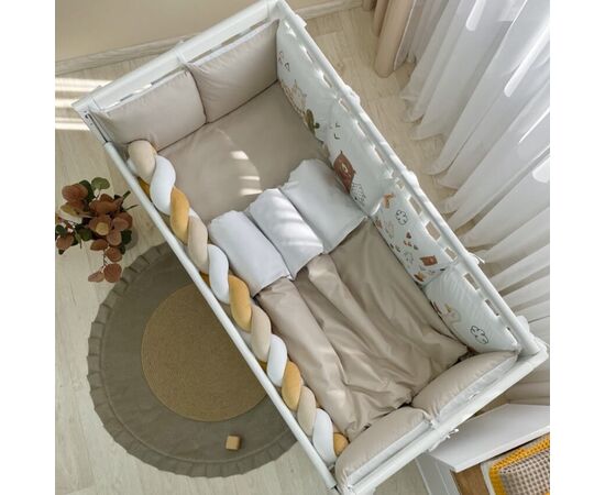 Gitterbettset 'Alpaka Beige' 14-teiliges 100% Baumwolle 60x120cm, Foto 6