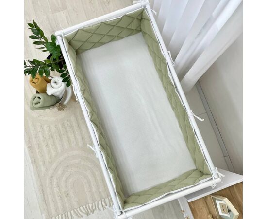 Babybettumrandung olive/weiß, 360 cm, Baumwolle, Foto 2