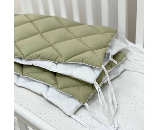 Babybettumrandung olive/weiß, 360 cm, Baumwolle, Foto 3