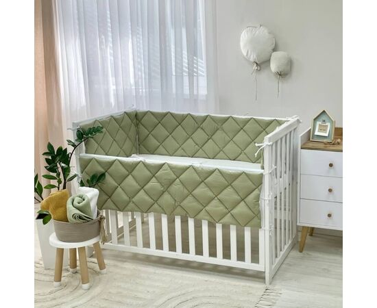 Babybettumrandung olive/weiß, 360 cm, Baumwolle, Foto 4