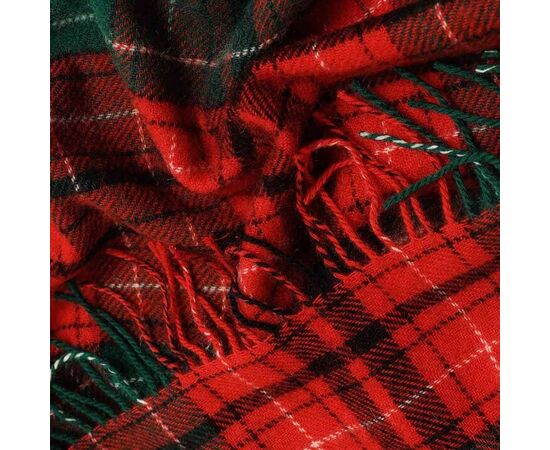 Rote Karierte Weihnachts-Wolldecke – Kuschelige Sofadecke 140x200 cm - Wolldecke Schottenmuster / Decke Tartan, Foto 2