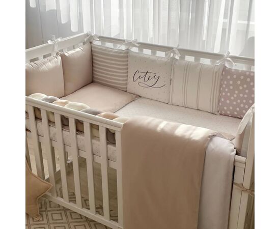 14-tlg Babybett Komplettset Bettwäscheset mit Umrandung 'Cutey' 100% Baumwolle, Foto 2