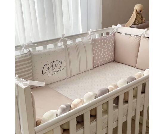 14-tlg Babybett Komplettset Bettwäscheset mit Umrandung 'Cutey' 100% Baumwolle, Foto 3