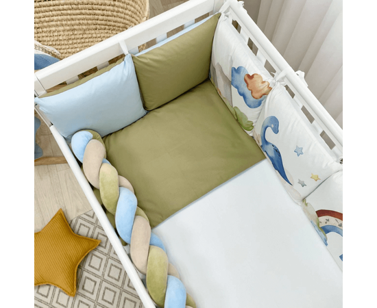 14-tlg Babybett Komplettset Bettwäscheset mit Umrandung 'Dino' 100% Baumwolle, Foto 3