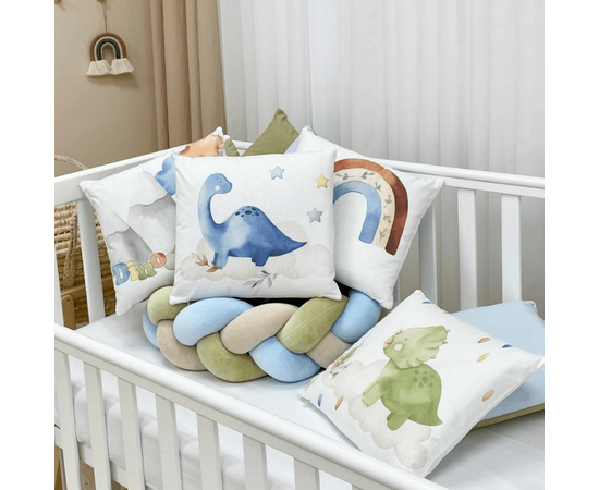 14-tlg Babybett Komplettset Bettwäscheset mit Umrandung 'Dino' 100% Baumwolle, Foto 6