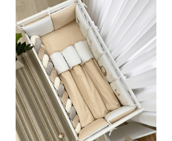 Babybettwäscheset mit Nestchen „Friends“ beige 14-tlg 100% Baumwolle, Komplettset, Foto 2