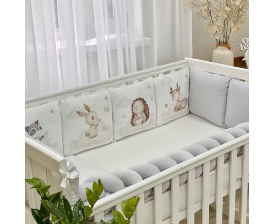 Babybettwäscheset mit Nestchen „Friends“ grau 14-tlg 100% Baumwolle, Foto 3