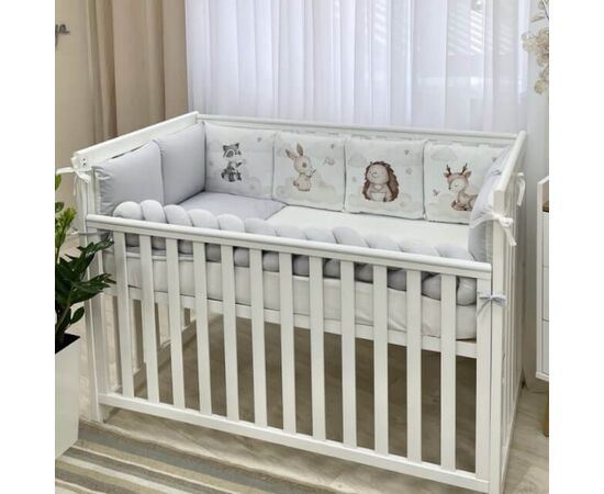 Babybettwäscheset mit Nestchen „Friends“ grau 14-tlg 100% Baumwolle, Foto 4