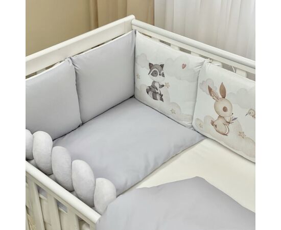 Babybettwäscheset mit Nestchen „Friends“ grau 14-tlg 100% Baumwolle, Foto 5