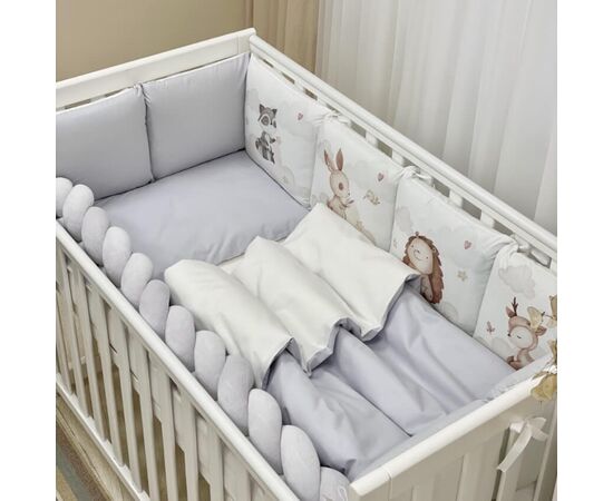 Babybettwäscheset mit Nestchen „Friends“ grau 14-tlg 100% Baumwolle, Foto 2