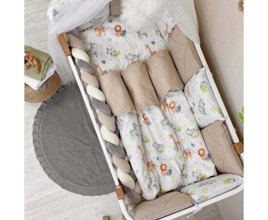 14-tlg Gitterbettset mit Umrandung 'Tiere' 100% Baumwolle, Babybett Komplettset, Foto 2