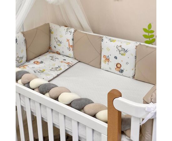 14-tlg Gitterbettset mit Umrandung 'Tiere' 100% Baumwolle, Babybett Komplettset, Foto 5