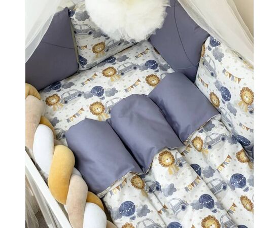 14-tlg Babybett Komplettset 60x120 „Löwe & Auto“ Bettwäsche-Set, Foto 3
