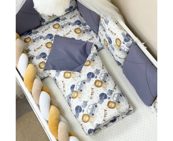 14-tlg Babybett Komplettset 60x120 „Löwe & Auto“ Bettwäsche-Set, Foto 4
