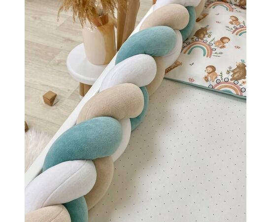 14-tlg Baby Bettwäsche Set mit Umrandung 'Velo' 100% Baumwolle, mintgrün, Foto 2