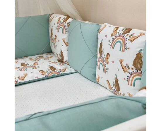 14-tlg Baby Bettwäsche Set mit Umrandung 'Velo' 100% Baumwolle, mintgrün, Foto 4