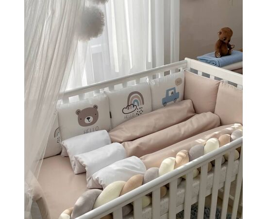 Babybettwäscheset mit Umrandung „Hello“ 14-tlg 100% Baumwolle, Foto 4