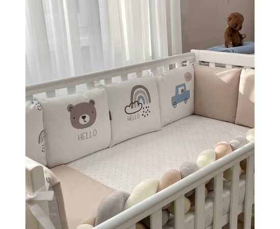 Babybettwäscheset mit Umrandung „Hello“ 14-tlg 100% Baumwolle, Foto 6